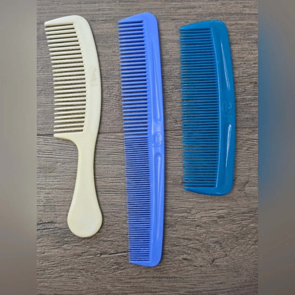 1980's Retro Goody Lot Of 6 Plastic Comb And Brush Vintage Durable